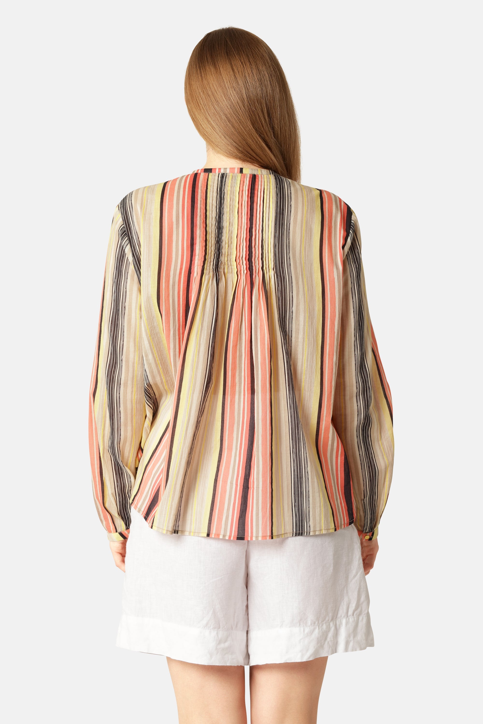 Skjorte med Lange Ærmer Pintuck - Red Organic Stripe